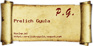 Prelich Gyula névjegykártya
